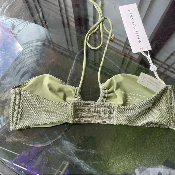 NWT White Fox swim bandeau halter shimmer green bikini top ✨ - Picture 3 of 5